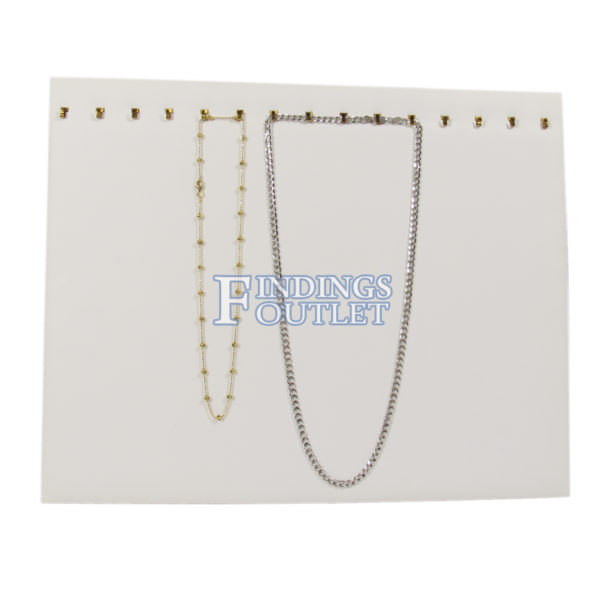 White Faux Leather 15 Hook Necklace Chain Jewelry Display Holder Neck Easel Stand Straight