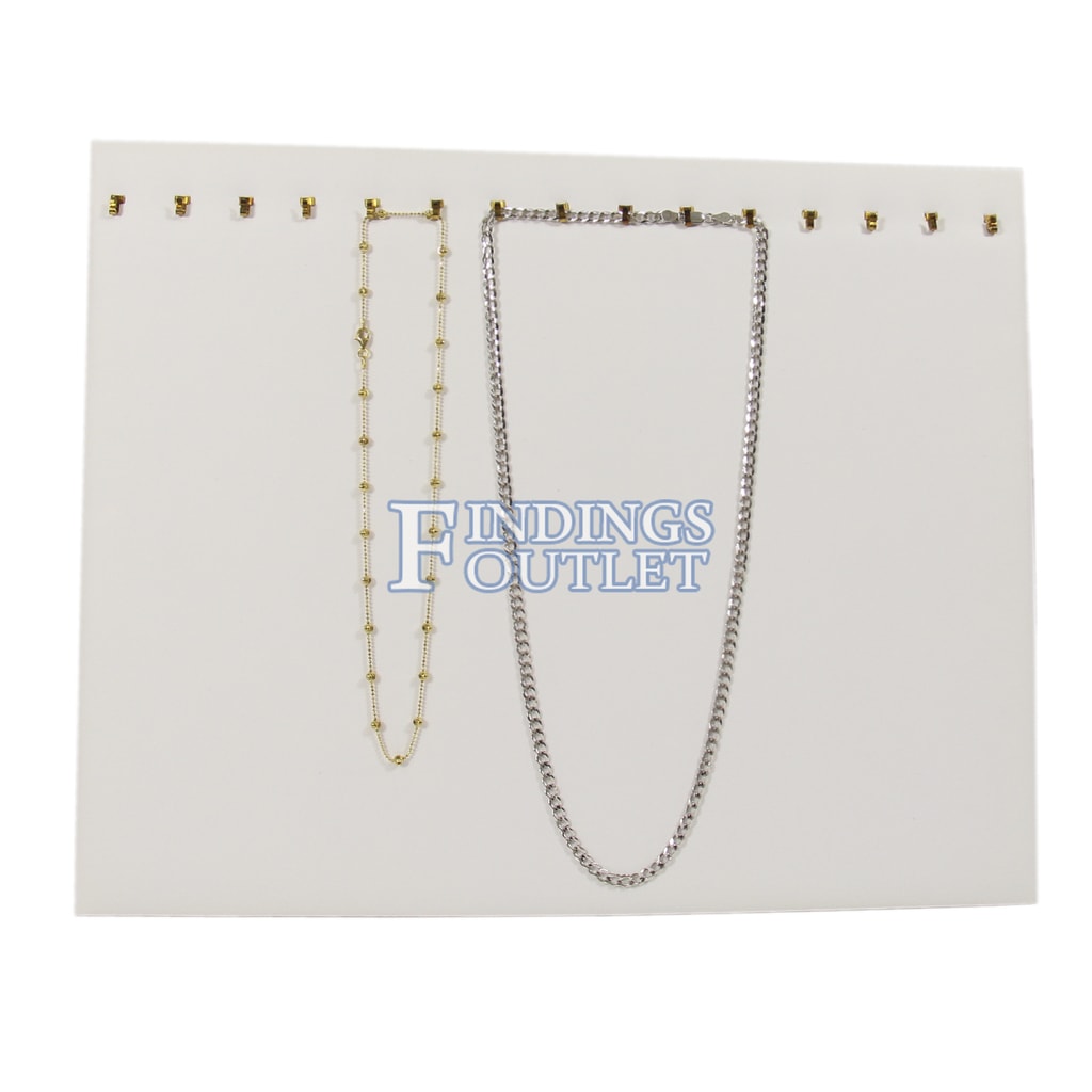 Necklace Jewelry Display with Adjustable Stand White Faux Leatherette