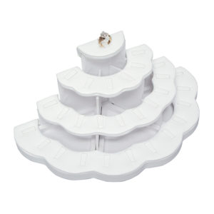 White Faux Leather 29 Slot Ring Jewelry Display Holder Tiered Showcase Stand