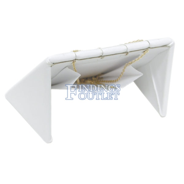 White Faux Leather Pendant & Earring Jewelry Display Holder Showcase Stand Back