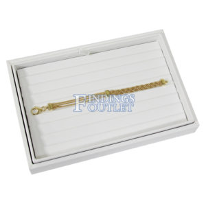 White Faux Leather 8 Slot Bracelet Jewelry Display Holder Showcase Slanted Tray Angle