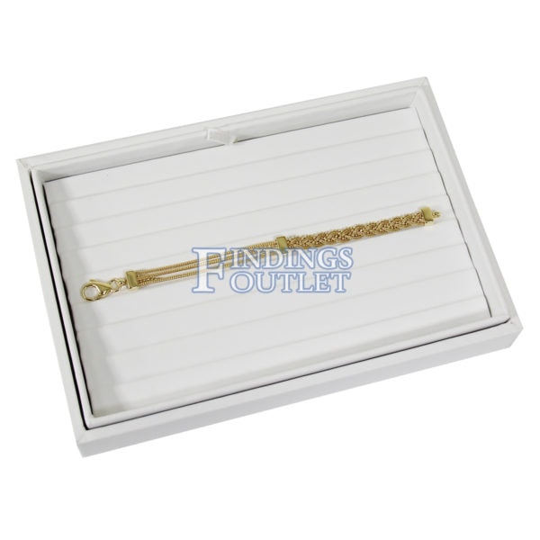 White Faux Leather 8 Slot Bracelet Jewelry Display Holder Showcase Slanted Tray Angle