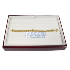 Rosewood White Faux Leather 8 Slot Bracelet Jewelry Display Holder Showcase Tray Straight