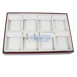 Rosewood White Faux Leather 8 Slot Earring Jewelry Display Holder Showcase Tray Straight