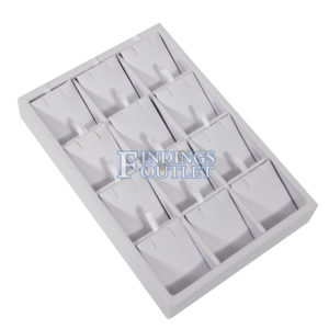 White Faux Leather 12 Pair Earring Jewelry Display Holder Showcase Organize Tray Angle