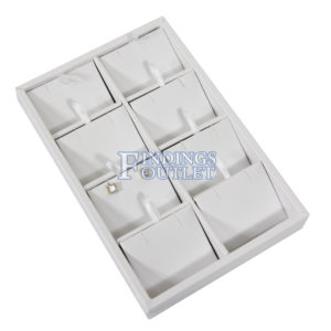 White Faux Leather 8 Slot Pendant & Earring Jewelry Display Holder Showcase Tray Angle