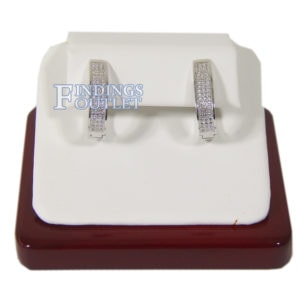 Rosewood White Faux Leather One Pair Earring Jewelry Display Holder Ramp Stand Straight