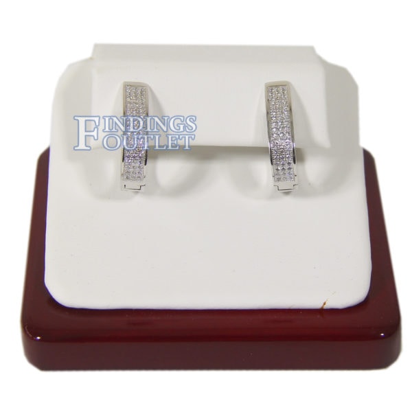 Rosewood White Faux Leather One Pair Earring Jewelry Display Holder Ramp Stand Straight