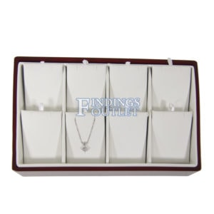 Rosewood 8 Slot Pendant Jewelry Display Holder Stackable Showcase Tray Stand Straight