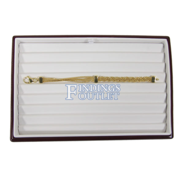 Rosewood White Faux Leather 8 Bracelet Jewelry Display Holder Showcase Tray Straight