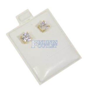 White Vinyl Stud Earring Card Puff Pad Jewelry Display Holder 100 Pieces Single