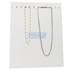 White Faux Leather 12 Hook Necklace Chain Jewelry Display Holder Easel Stand Straight