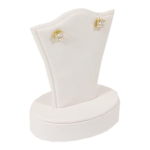 White Faux Leather One Pair Stud Earring Jewelry Display Holder Showcase Stand
