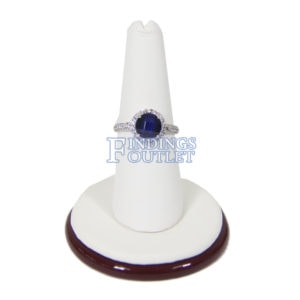 Rosewood White Faux Leather Single Ring Jewelry Display Holder Round Finger Stand Straight