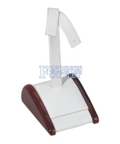 Rosewood White Faux Leather One Pair Earring Jewelry Display Holder Stand Ramp Angle