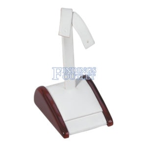 Rosewood White Faux Leather One Pair Earring Jewelry Display Holder Stand Ramp Angle