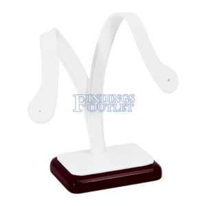 Rosewood White Faux Leather One Pair Earring Jewelry Display Holder Tree Stand Angle
