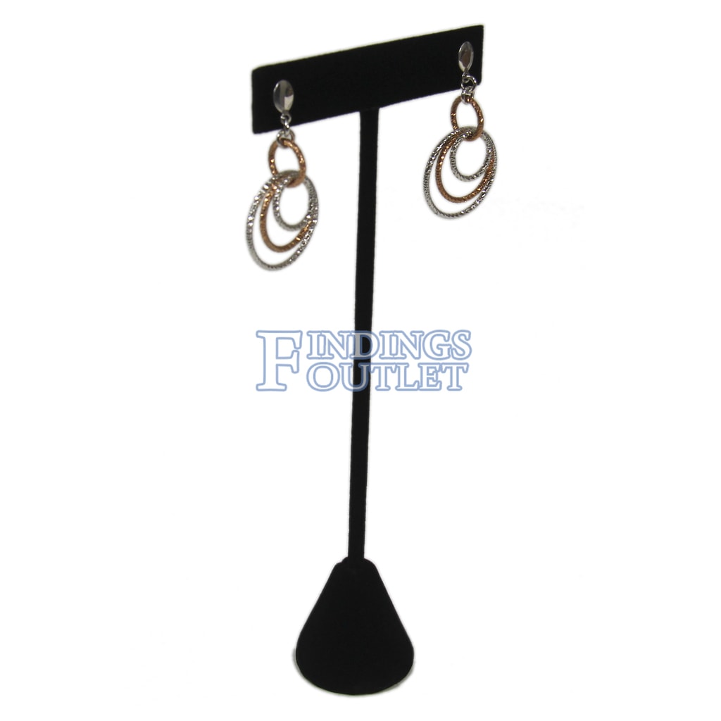 Black Velvet One Pair Earring Jewelry Display Holder Large T-Bar Stand ...