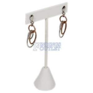White Faux Leather One Pair Earring Jewelry Display Holder Large T-Bar Stand Showcase Angle