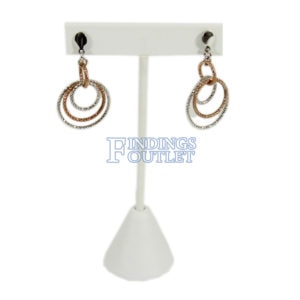 White Faux Leather One Pair Earring Jewelry Display Holder Small T-Bar Stand Showcase Straight