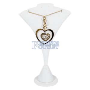 White Faux Leather Single Necklace & Earring Jewelry Display Holder Small Stand Straight