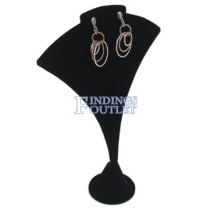 Black Velvet Single Necklace & Earring Jewelry Display Holder Large Stand Angle