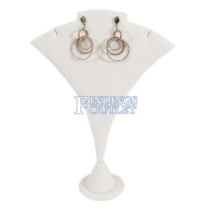 White Faux Leather Single Necklace & Earring Jewelry Display Holder Large Stand Straight