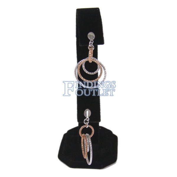 Black Velvet Earring Jewelry Display Holder 2-Tier Rabbit Ear Style Stand Straight