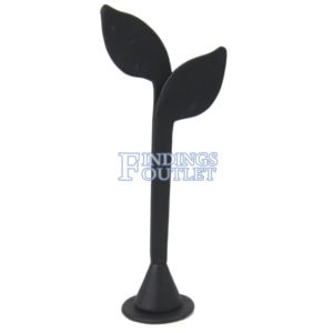 Black Faux Leather One Pair Earring Jewelry Display Holder Leaf Style Stand Dangling Plain