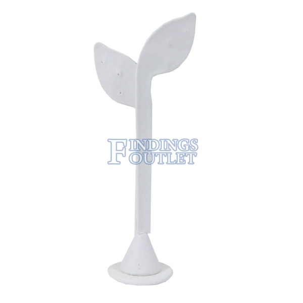 White Faux Leather One Pair Earring Jewelry Display Holder Leaf Style Stand Dangling Plain