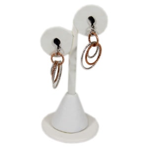 White Faux Leather Earring Jewelry Display Holder Elegant Fancy Circle Stand