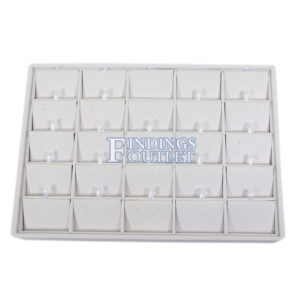 White Faux Leather 25 Pair Earring Jewelry Display Holder Showcase Stand Tray Plain