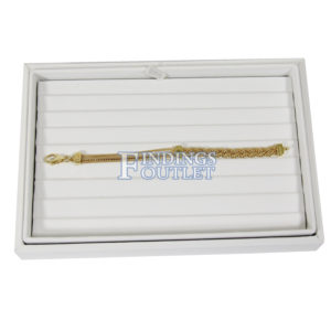 White Faux Leather 8 Slot Bracelet Jewelry Display Holder Showcase Slanted Tray Straight