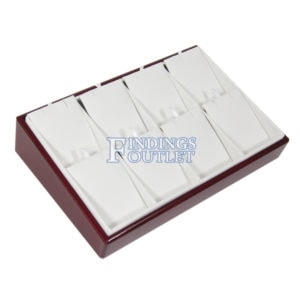 Rosewood White Faux Leather 8 Slot Pendant Jewelry Display Holder Showcase Tray Angle