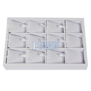 White Faux Leather 12 Pair Earring Jewelry Display Holder Showcase Organize Tray Side