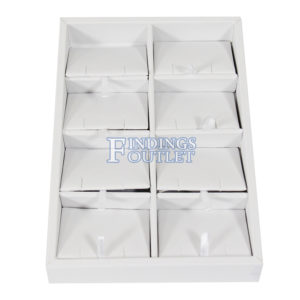 White Faux Leather 8 Slot Pendant & Earring Jewelry Display Holder Showcase Tray Straight