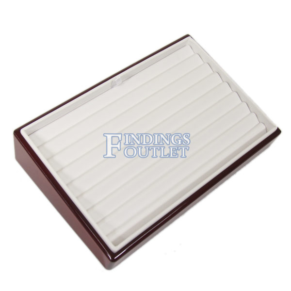 Rosewood White Faux Leather 8 Bracelet Jewelry Display Holder Showcase Tray Angle