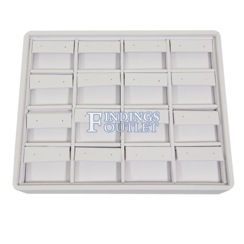DS-139 WHITE LEATHERETTE Small Item Jewelry 30 Slots Organizer Display Tray 