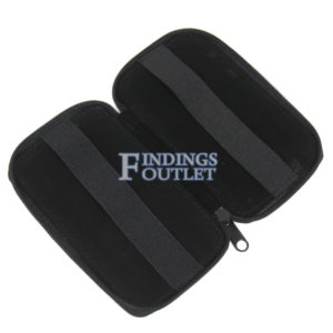 Black Faux Leather Parcel Paper Holder Gemstone Display Salesman Travel Case Open
