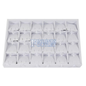 White Faux Leather 24 Pair Earring Jewelry Display Holder Showcase Tray Stand Straight