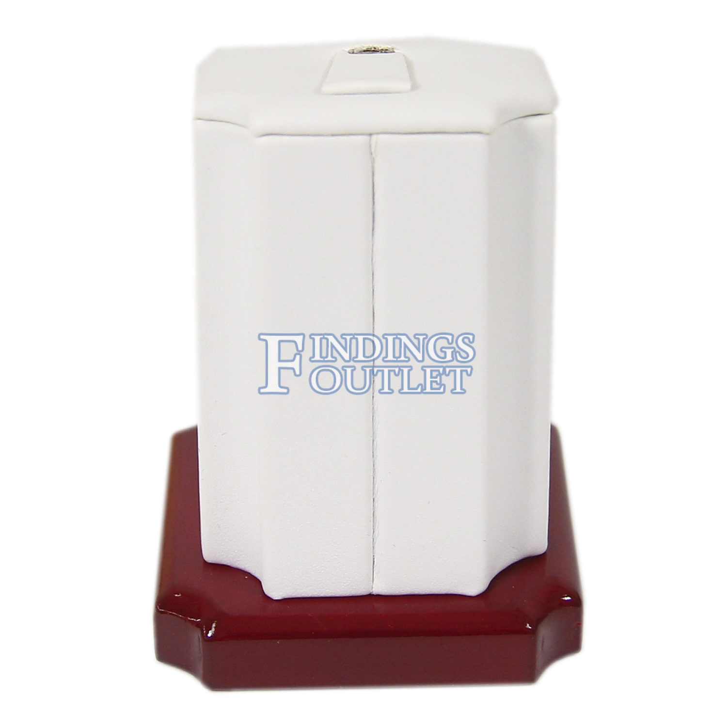 White Leather Single Finger Ring Display Stand - Holds 1-2 Jewelry Rings For Showcase