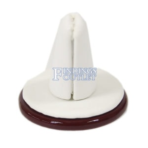 Rosewood White Faux Leather Single Ring Jewelry Display Holder Round Finger Stand Angle