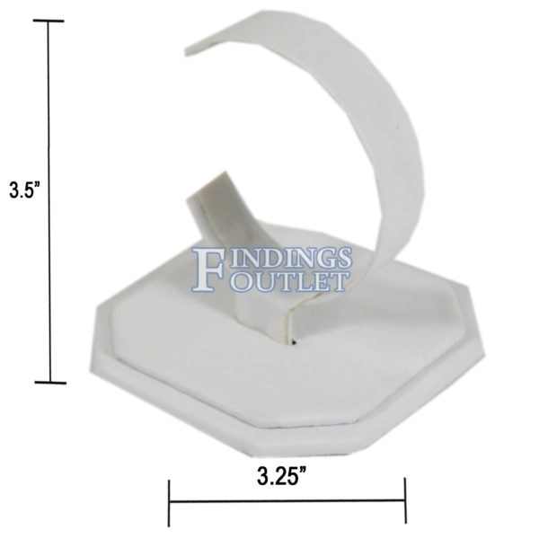 White Faux Leather Watch And Bracelet Jewelry Display Holder Collar 3.25" x 3.5" Stand Dimension