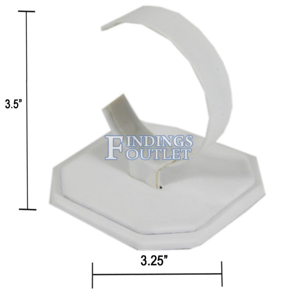 White Faux Leather Watch And Bracelet Jewelry Display Holder Collar 3.25" x 3.5" Stand Dimension