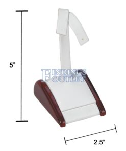 Rosewood White Faux Leather One Pair Earring Jewelry Display Holder Stand Ramp Dimension