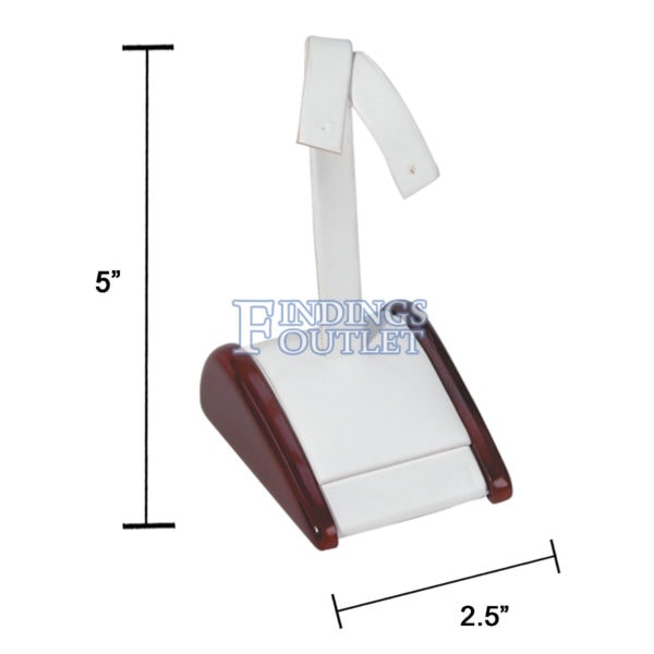 Rosewood White Faux Leather One Pair Earring Jewelry Display Holder Stand Ramp Dimension