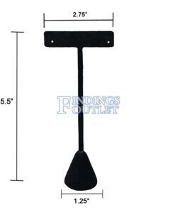 Black Velvet One Pair Earring Jewelry Display Holder Medium T-Bar Stand Showcase Dimension