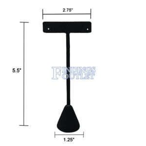 Black Velvet One Pair Earring Jewelry Display Holder Medium T-Bar Stand Showcase Dimension