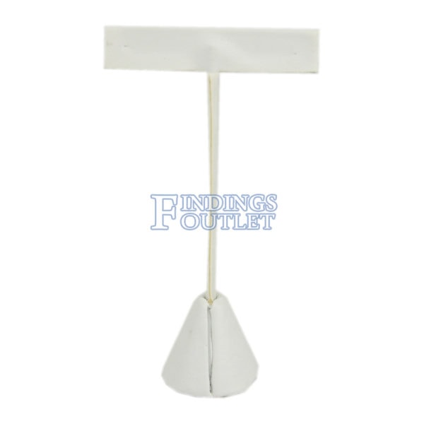 White Faux Leather One Pair Earring Jewelry Display Holder Small T-Bar Stand Showcase Back
