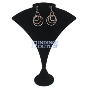 Black Velvet Single Necklace & Earring Jewelry Display Holder Large Stand Straight
